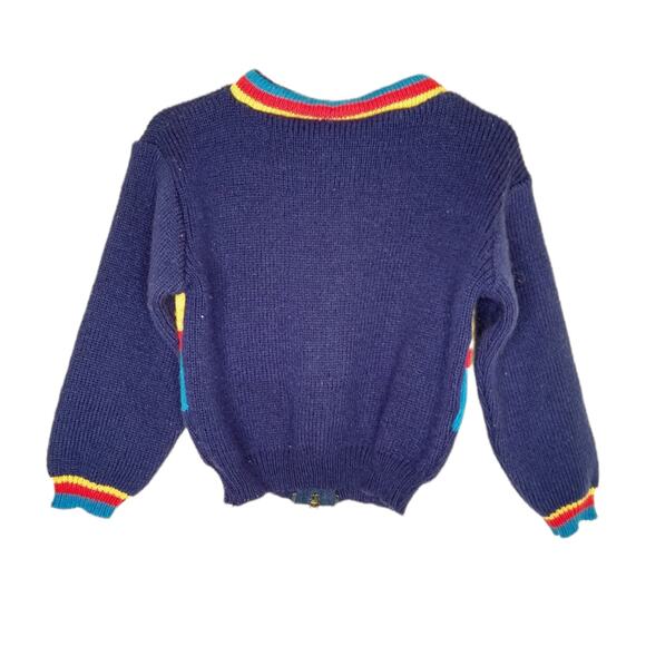 Vintage 80's Blue Baby Sweater size 18 Months Embroidered Penguin Zip up - Picture 2 of 4